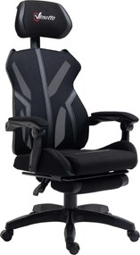 Vinsetto Gamer Szék Kihúzható Lábpihenővel és Állítható Magassággal - Fekete | Aosom