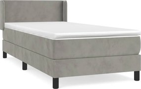 vidaXL világosszürke bársony rugós ágy matraccal 80 x 200 cm