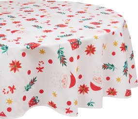 Karácsonyi asztalterítő kerek, foltálló Mikulás 180cm ajándék