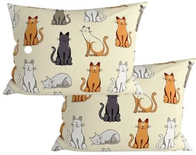 2 db díszpárnahuzat szett COLORED CATS BLEND 50x70 cm, krémszínű
