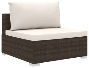 4-részes barna polyrattan kerti bútorszett párnákkal