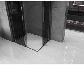 Mexen Velar Duo, zuhanykabin tolóajtóval 90 x 80 cm, 8mm szürke üveg, polírozott grafit, 871-090-080-42-66