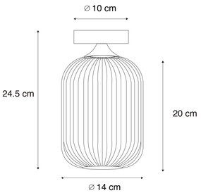 Art Deco mennyezeti lámpa fekete füstüveggel - Banci