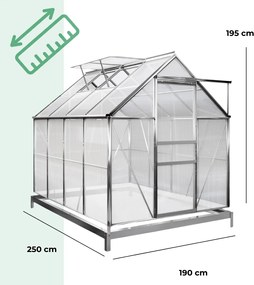 M4 polikarbonát kerti üvegház alappal, 250x190x195cm, átlátszó Gardebruk