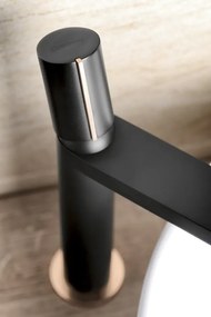 Sapho Sapho, KAISA szabadon álló mosdócsap lefolyó nélkül, magas, 235 mm, fekete / vörös arany, ZT091