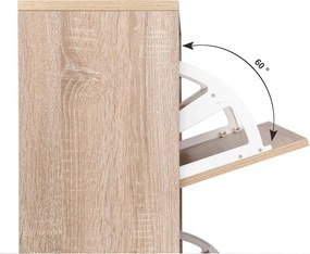 Cipősszekrény, állítható 3 szintes cipőtartó, tölgyfa színű