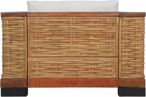 3 részes barna természetes rattan kanapészett párnákkal