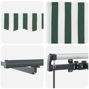 kézi behúzható napellenző LED világítással Zöld és fehér 600x300 cm