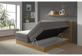 Boxspring ágy matracokkal és topperrel, tárolóhellyel JASMINE 180x200 cm szürke