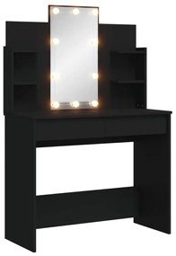 fekete fésülködőasztal LED-del 96x40x142 cm