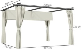 Outsunny Pergola Kert 3 x 4m Kihúzható Csúszó Pavilon Oldalfalakkal, Kerti Sátor, 180g/m² Magas Sűrűségű Poliészter, Napsugár Védő UPF30+, Teraszra, K