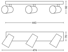 Philips 50573/48/PN - Spotlámpa MYLIVING PAISLEY 3xGU10/5,5W/230V
