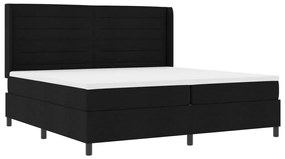 Boxspring ágy matraccal és LED világítással, fekete, 200x200 cm szövet