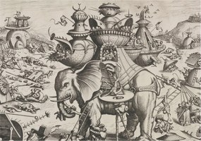 Fotótapéta Falra az előszoba konyhájába Groteszk csata 208x146 Ragasztó