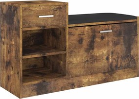 vidaXL füstölt tölgy színű szerelt fa cipőtároló pad 94,5 x 31 x 57 cm