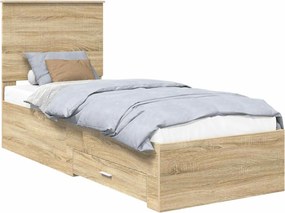 vidaXL Ágykeret fejtámlával Sonoma tölgy és ezüst 70 x 190 cm Faanyag