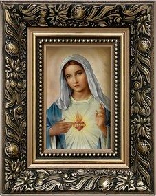 Vászonkép 25x20 Mária Szíve Mária Arany Díszített Fa Keret