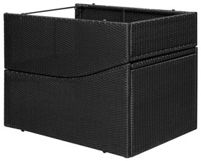 Fekete polyrattan napozóágy párnával