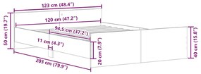 betonszürke ágykeret fej- és lábtámlával 120 x 200 cm