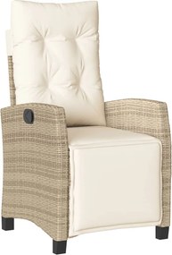 vidaXL bézs polyrattan dönthető kerti szék lábtartóval