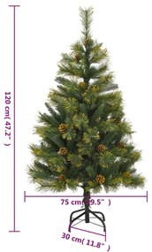 csuklópántos műkarácsonyfa tobozzal 120 cm