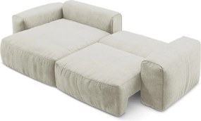 Bézs zsenília kinyitható sarokkanapé (bal oldali-heverő résszel) Kuki – Makamii
