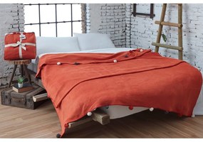Téglavörös fleece ágytakaró 150x200 cm Pom Pom – Mijolnir