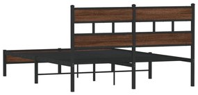 barna tölgy színű szerelt fa ágykeret matrac nélkül 137x190 cm