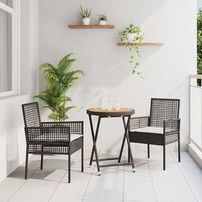 vidaXL Kert Bistro Készlet 3 pcs Fekete polirattan