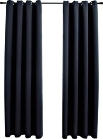 vidaXL 2 db fekete sötétítőfüggöny fémgyűrűkkel 140 x 225 cm