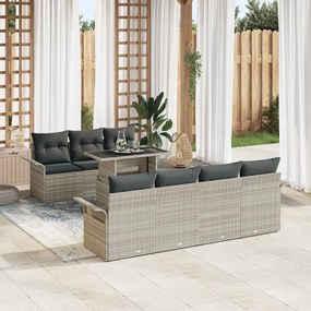 vidaXL Kerti Kanapé Szett párnával 8 pcs Világosszürke Poly Rattan