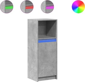 vidaXL betonszürke szerelt fa tálalószekrény LED-del 38 x 34 x 100 cm