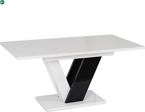 szett étkezőasztal CLARK 120-160 cm fényes fekete/fehér és 4 szék LUCKY sötétkék