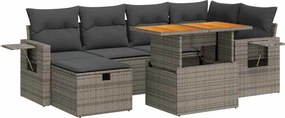 vidaXL 8 részes szürke polyrattan akácfa kerti ülőgarnitúra párnákkal