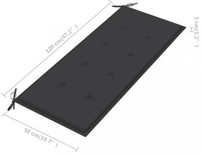 tömör tíkfa Batavia pad antracitszürke párnával 120 cm