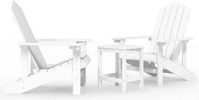 vidaXL fehér HDPE kerti adirondack székek asztallal