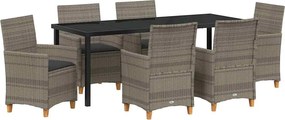 vidaXL Kert étkező szett 7 pcs Szürke polirattan