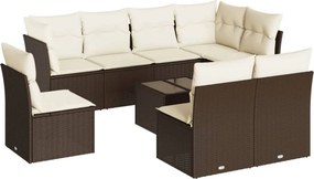 vidaXL 9 részes barna polyrattan kerti ülőgarnitúra párnákkal