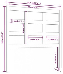 fehér tömör fenyőfa ágyfejtámla 95,5 x 4 x 100 cm