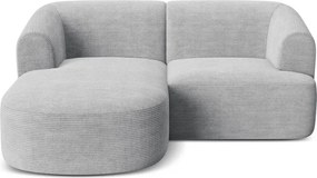 Világosszürke kordbársony sarokkanapé (bal oldali-heverő résszel) Campi – Cosmopolitan Design