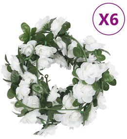 6 db fehér karácsonyi virágfüzér 240 cm