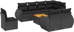 vidaXL 9 részes fekete polyrattan kerti ülőgarnitúra párnákkal