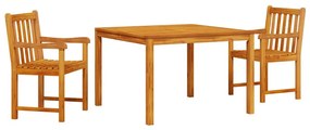 vidaXL Kert étkező szett 3 pcs Barna Tömör akácfa