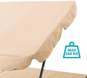 Kétszemélyes napozóágy árnyékolóval-bézs