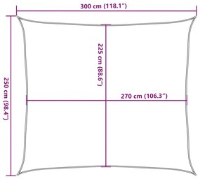 világosszürke négyszögletű HDPE napvitorla 160 g/m² 2,5x3 m