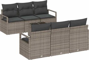 vidaXL Kanapé Szett 7 pcs Szürke polirattan
