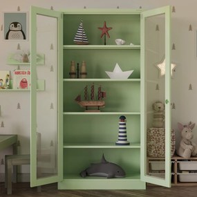 Üveges szekrény AMELIA, 900 x 1850 x 400 mm, Fresh Style: pasztellzöld