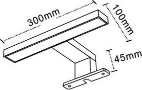 UNIVERSO Falra és bútorra szerelhető tükörvilágítás 5w 430lm CCT.Kap IP44 300x100x45mm Fekete