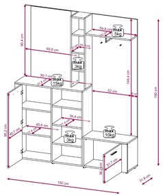 Előszolbabútor Világos Öregtölgy / Antracit Színben. Barry