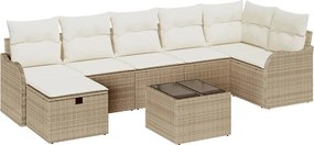 vidaXL Kanapé Szett párnával tárolóval Beige és krém polirattan